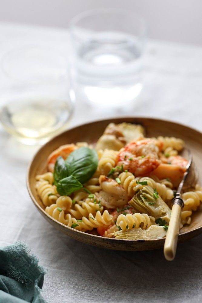 Fusilli s kozicama i ukiseljenim artičokama Fusilli s kozicama i ukiseljenim artičokama